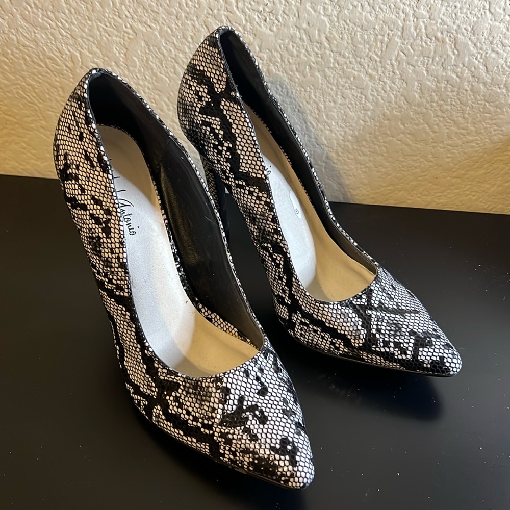 black and white heels